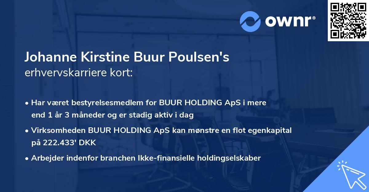 Johanne Kirstine Buur Poulsen's erhvervskarriere kort