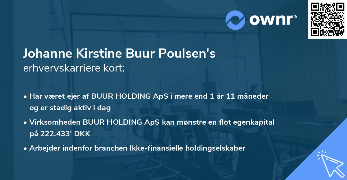 Johanne Kirstine Buur Poulsen's erhvervskarriere kort