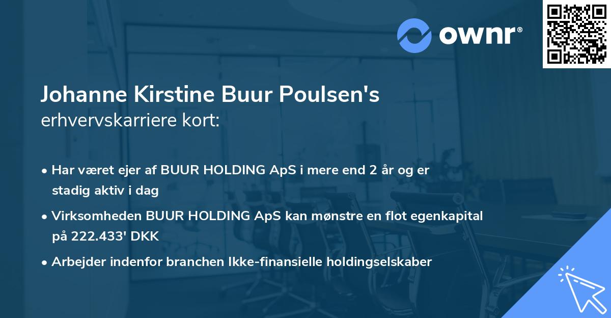 Johanne Kirstine Buur Poulsen's erhvervskarriere kort