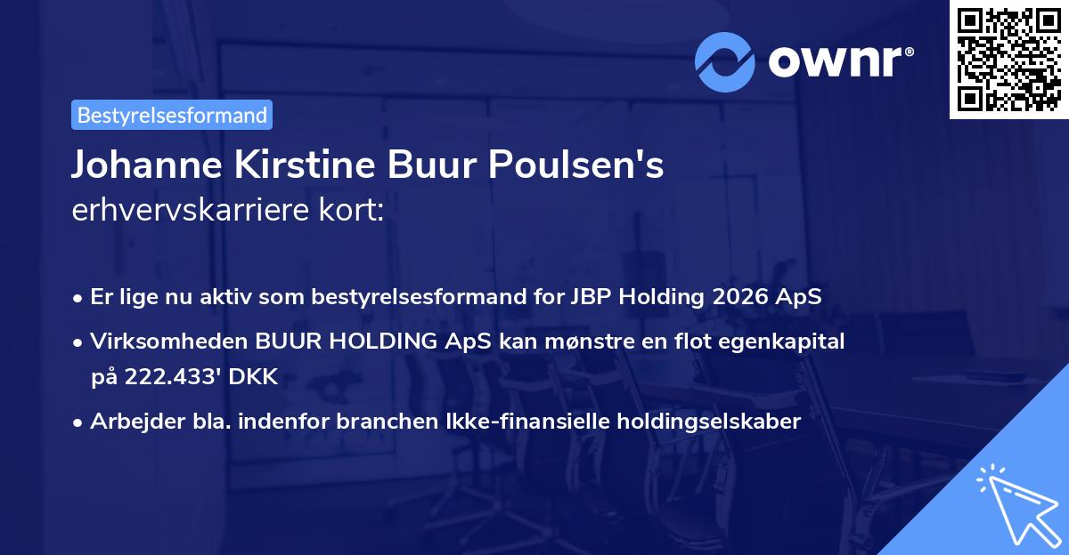 Johanne Kirstine Buur Poulsen's erhvervskarriere kort