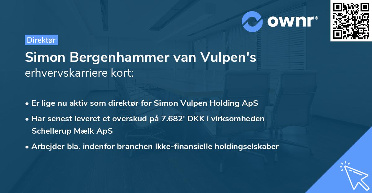 Simon Bergenhammer van Vulpen's erhvervskarriere kort