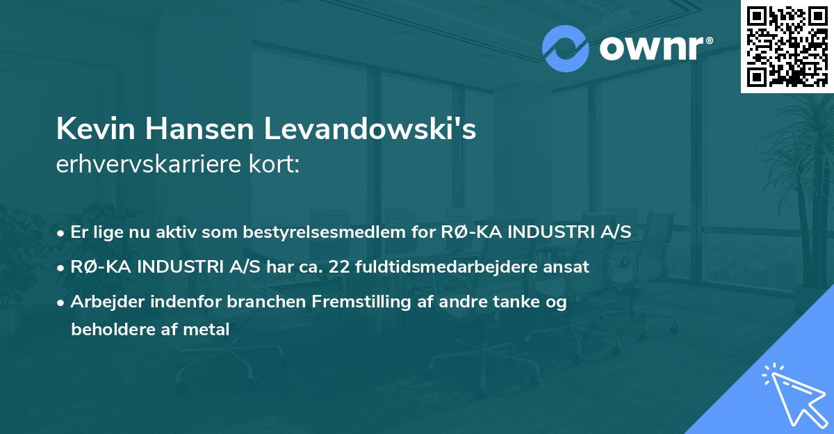 Kevin Hansen Levandowski's erhvervskarriere kort