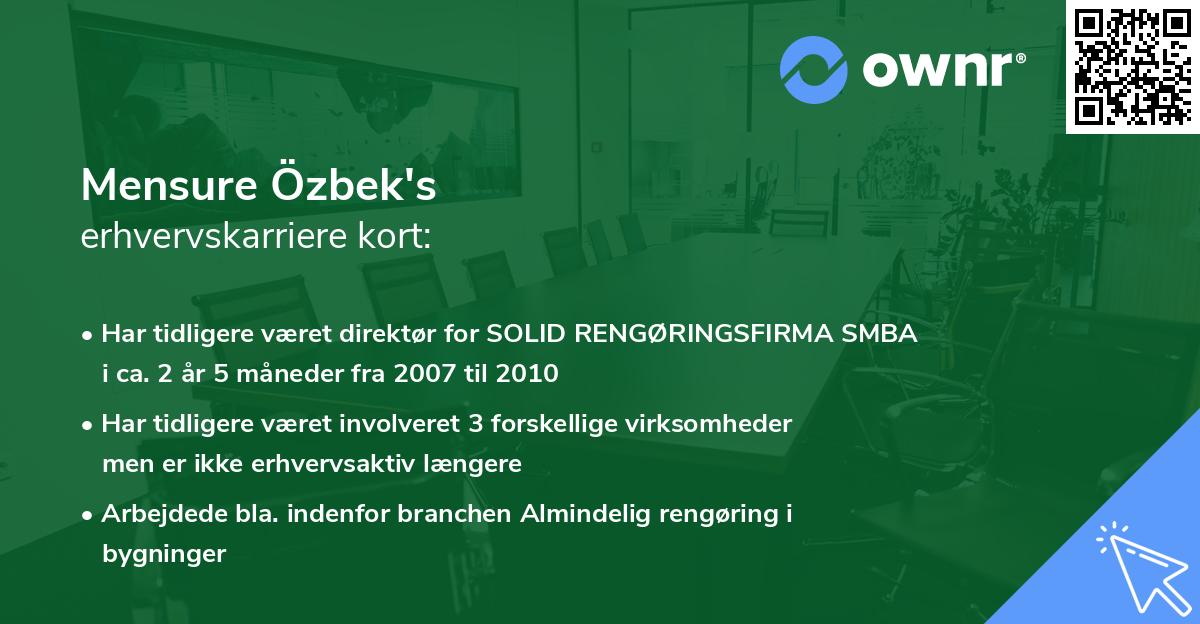 Mensure Özbek's erhvervskarriere kort