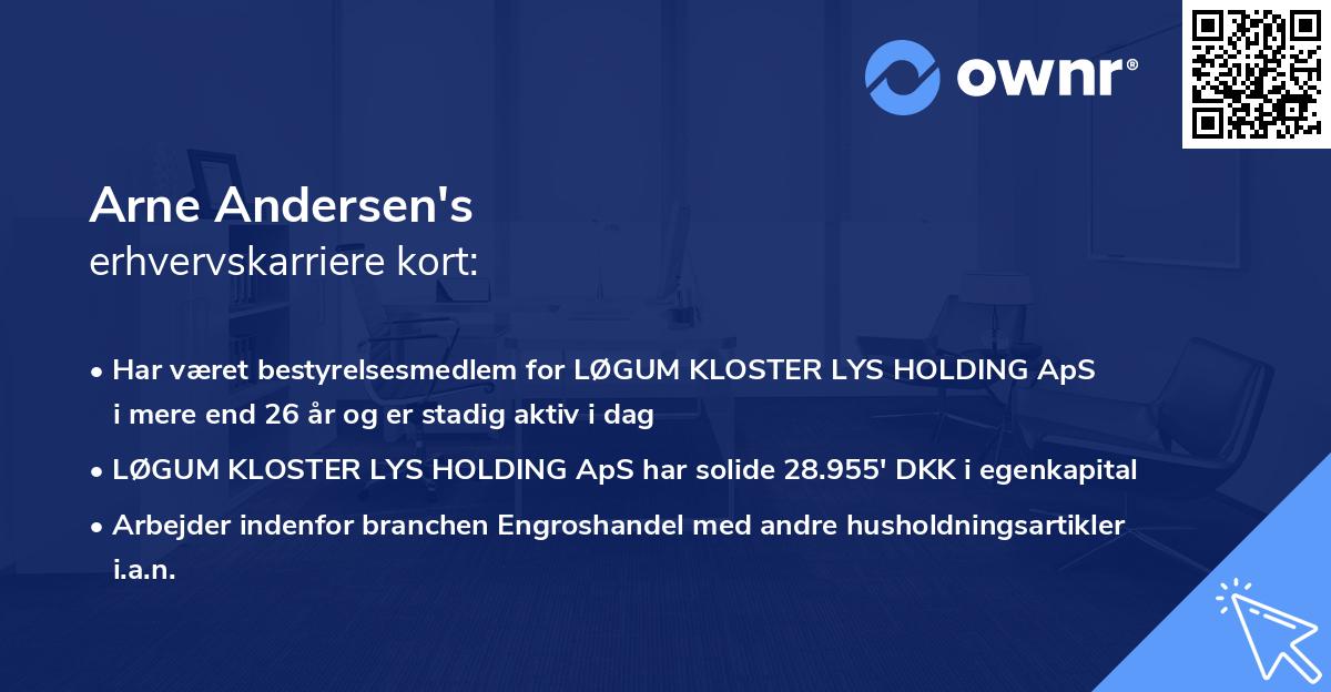 Arne Andersen's erhvervskarriere kort