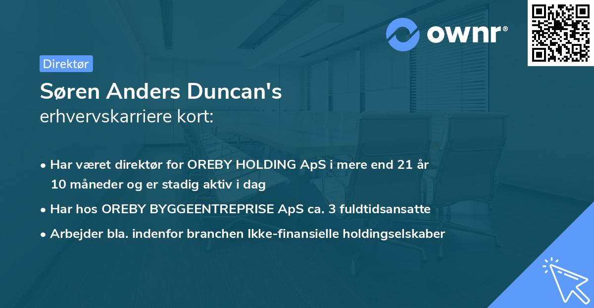 Søren Anders Duncan's erhvervskarriere kort