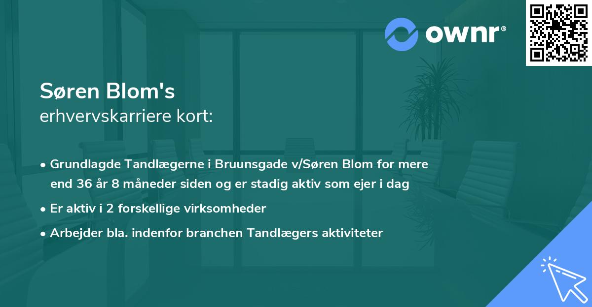 Søren Blom's erhvervskarriere kort