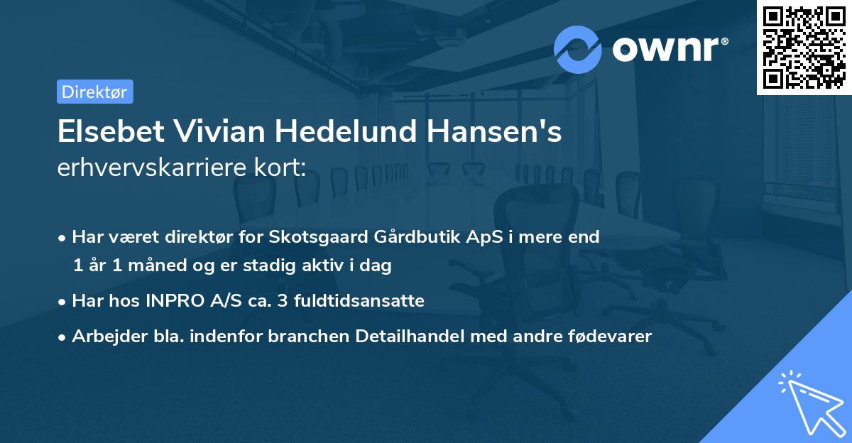 Elsebet Vivian Hedelund Hansen's erhvervskarriere kort
