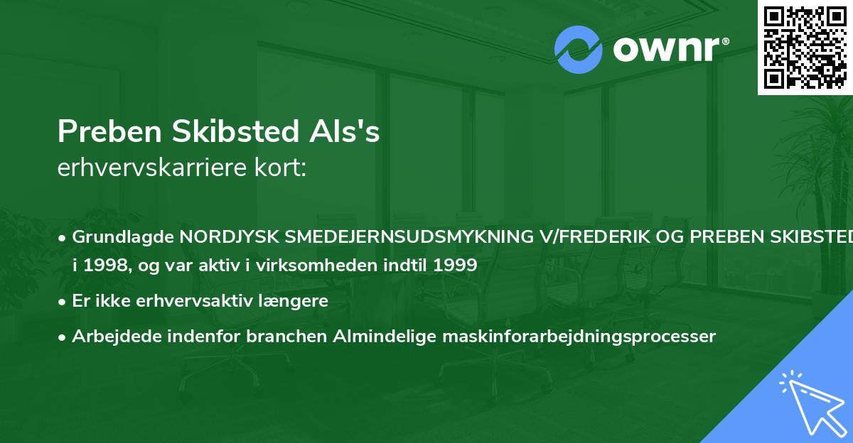 Preben Skibsted Als's erhvervskarriere kort