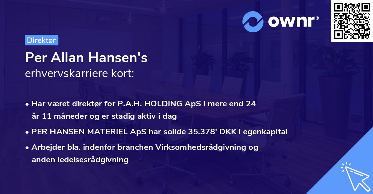 Per Allan Hansen's erhvervskarriere kort