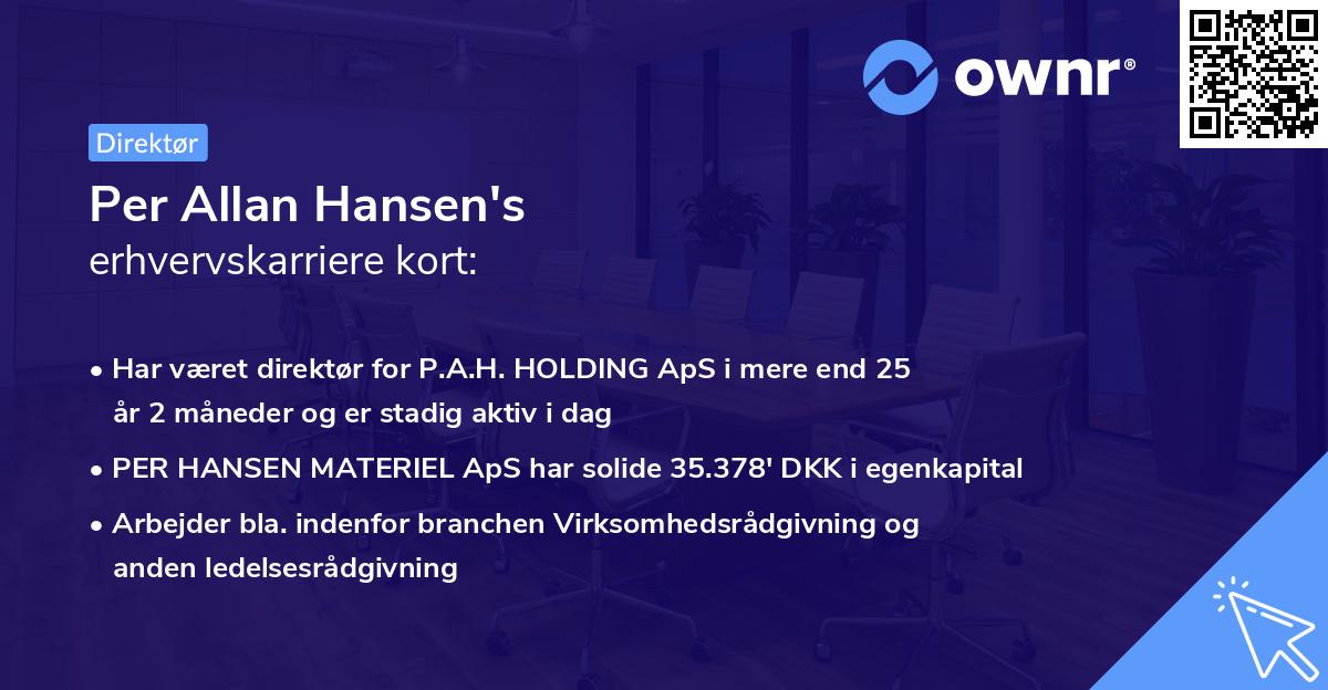 Per Allan Hansen's erhvervskarriere kort
