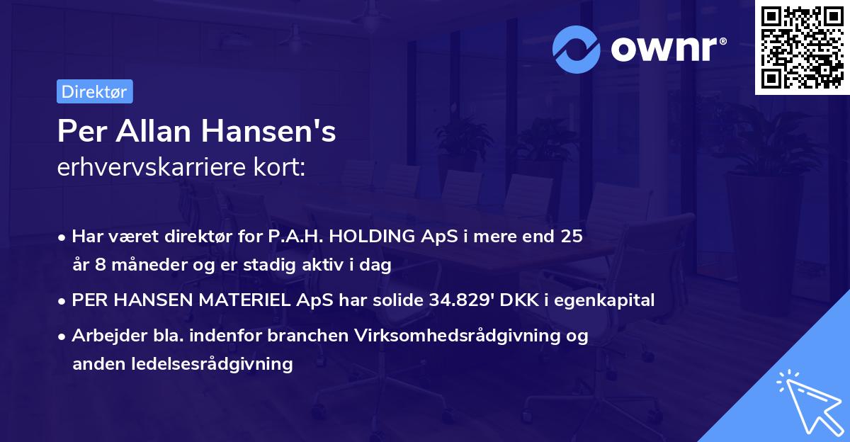 Per Allan Hansen's erhvervskarriere kort