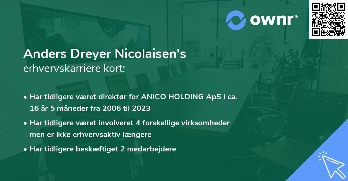 Anders Dreyer Nicolaisen's erhvervskarriere kort