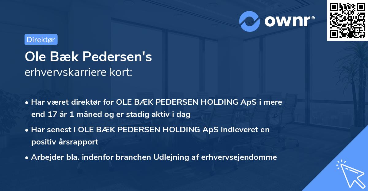 Ole Bæk Pedersen's erhvervskarriere kort
