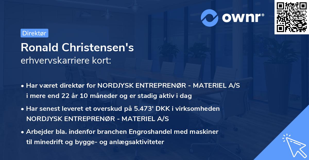 Ronald Christensen's erhvervskarriere kort