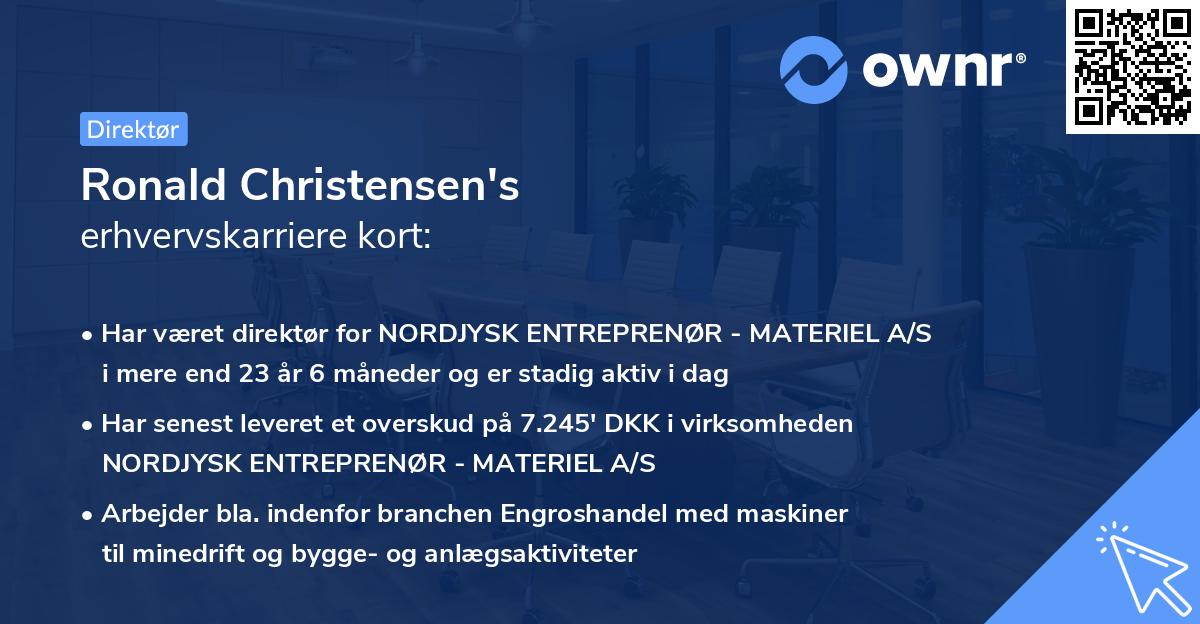 Ronald Christensen's erhvervskarriere kort