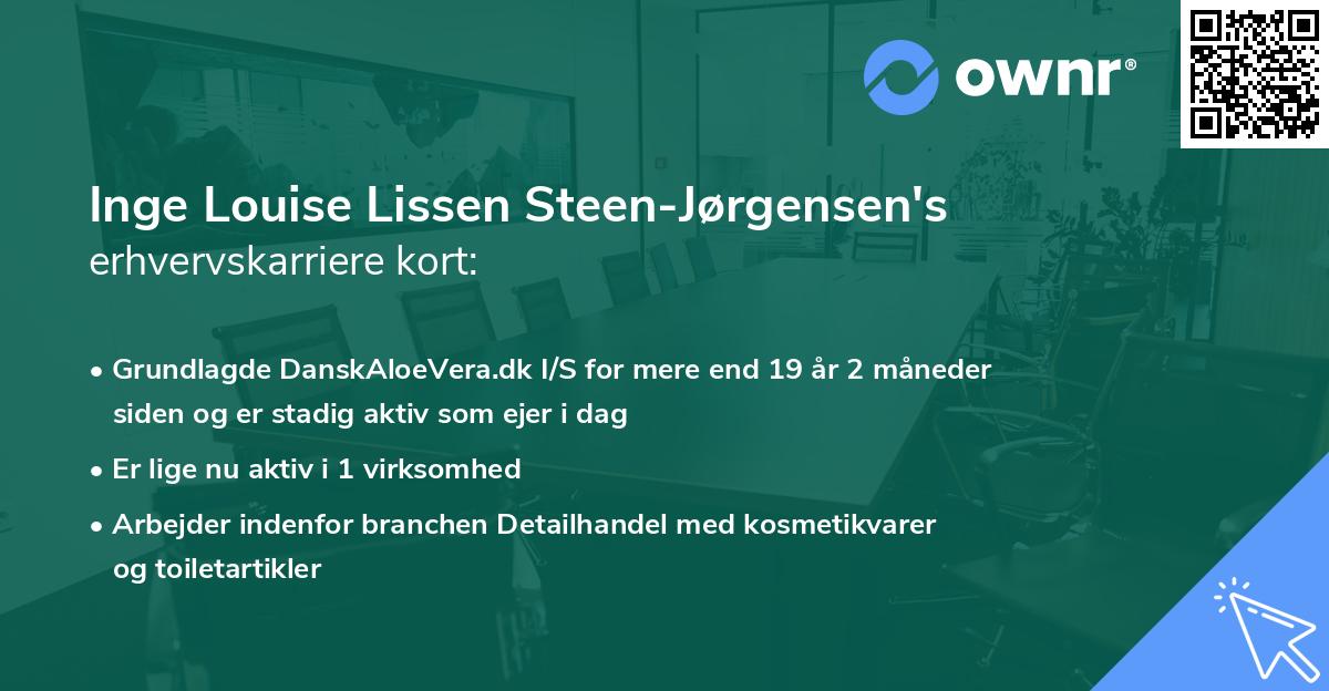 Inge Louise Lissen Steen-Jørgensen's erhvervskarriere kort