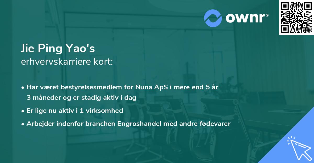 Jie Ping Yao's erhvervskarriere kort