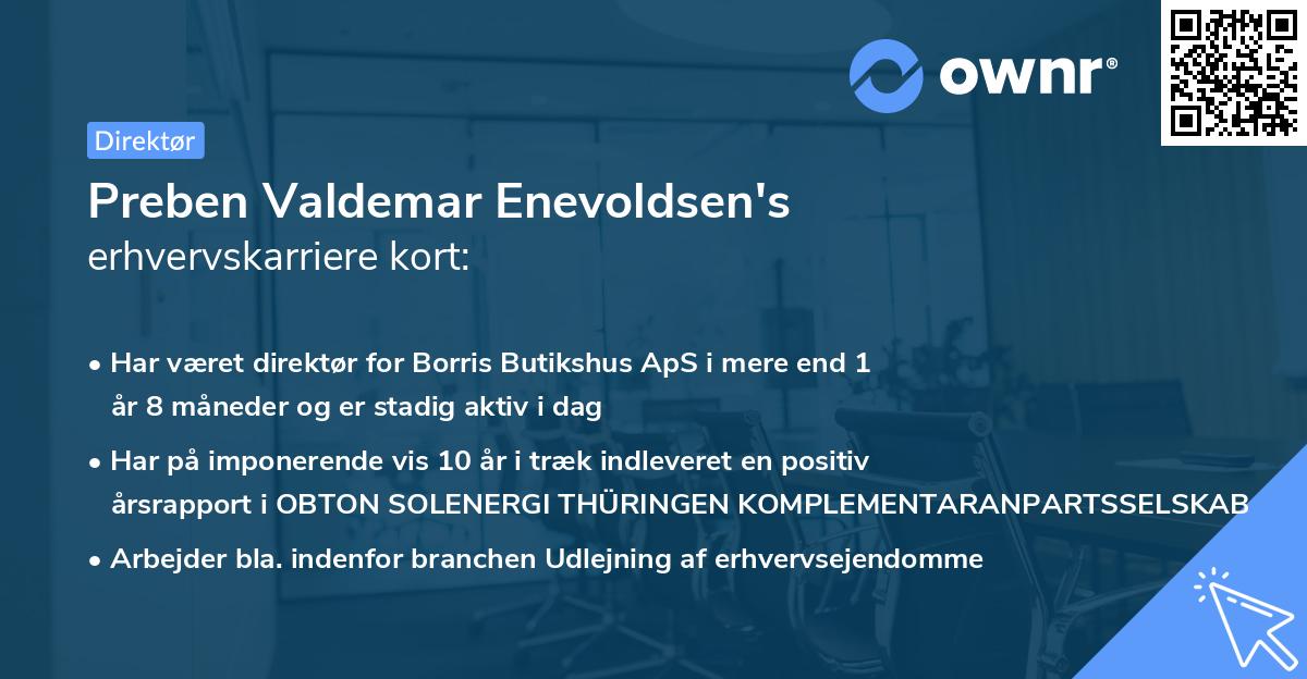 Preben Valdemar Enevoldsen's erhvervskarriere kort