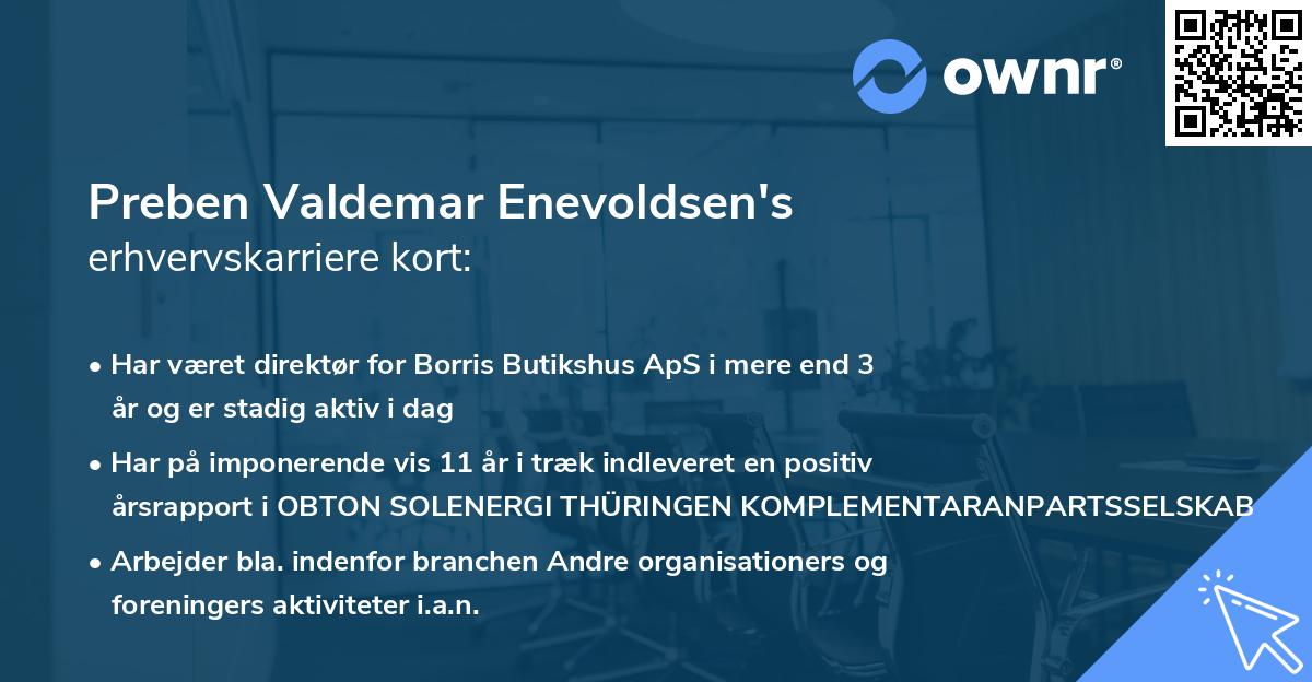 Preben Valdemar Enevoldsen's erhvervskarriere kort