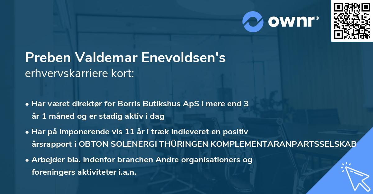 Preben Valdemar Enevoldsen's erhvervskarriere kort