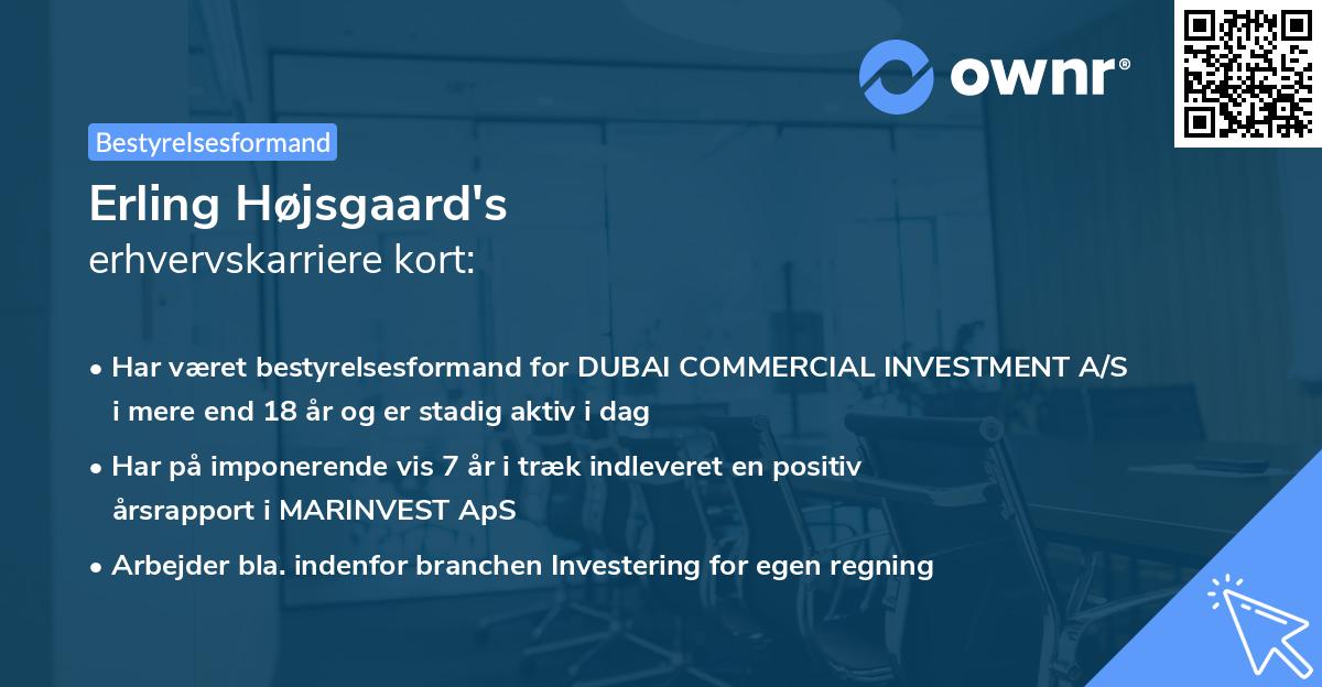 Erling Højsgaard's erhvervskarriere kort