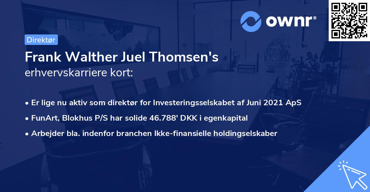 Frank Walther Juel Thomsen's erhvervskarriere kort