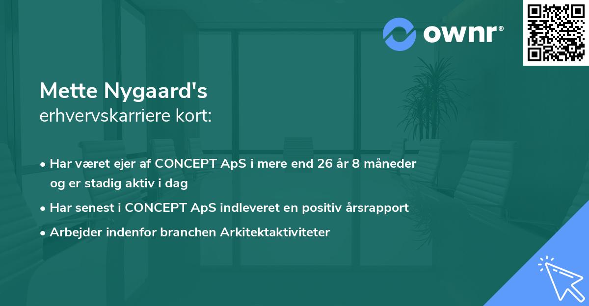 Mette Nygaard's erhvervskarriere kort