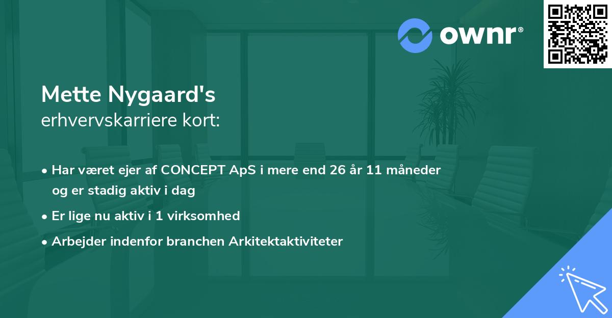 Mette Nygaard's erhvervskarriere kort
