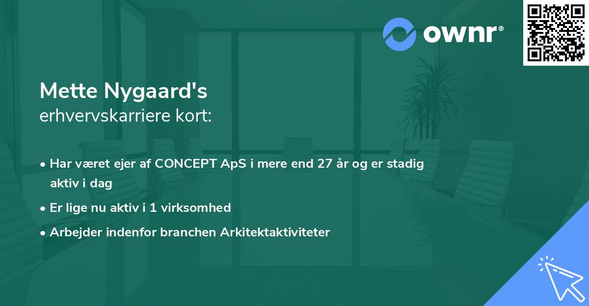 Mette Nygaard's erhvervskarriere kort