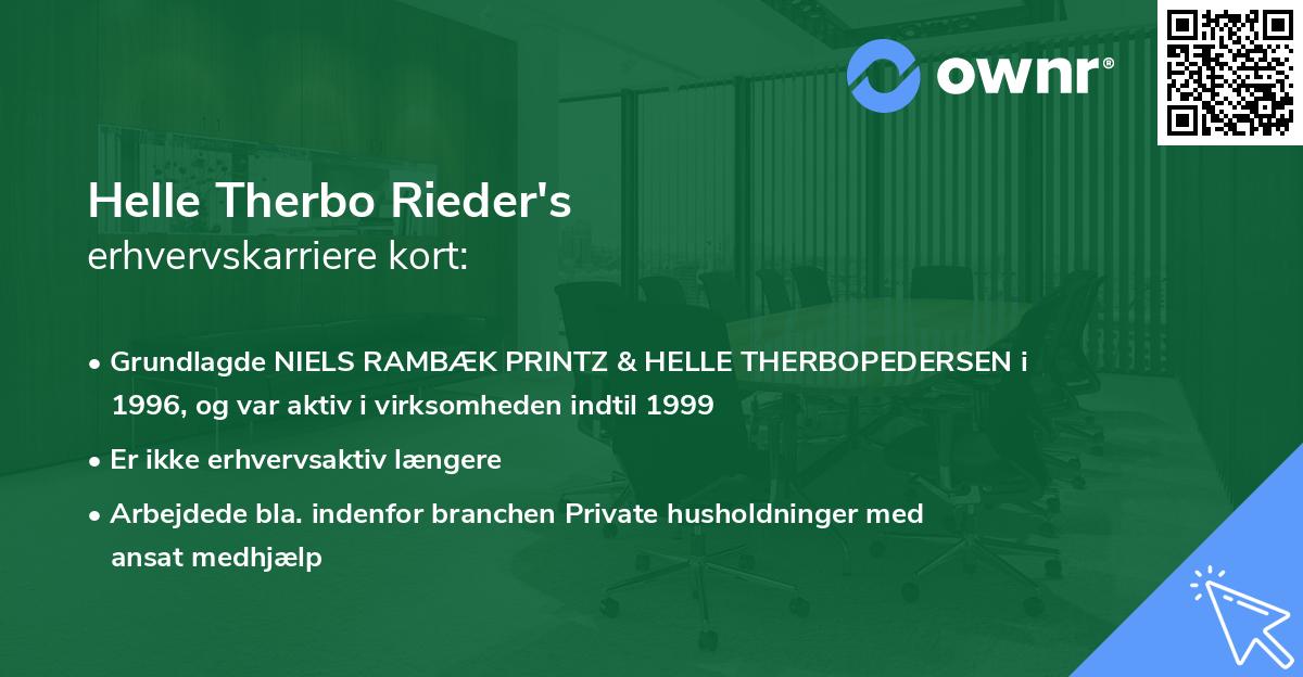 Helle Therbo Rieder's erhvervskarriere kort