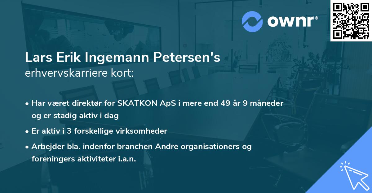 Lars Erik Ingemann Petersen's erhvervskarriere kort