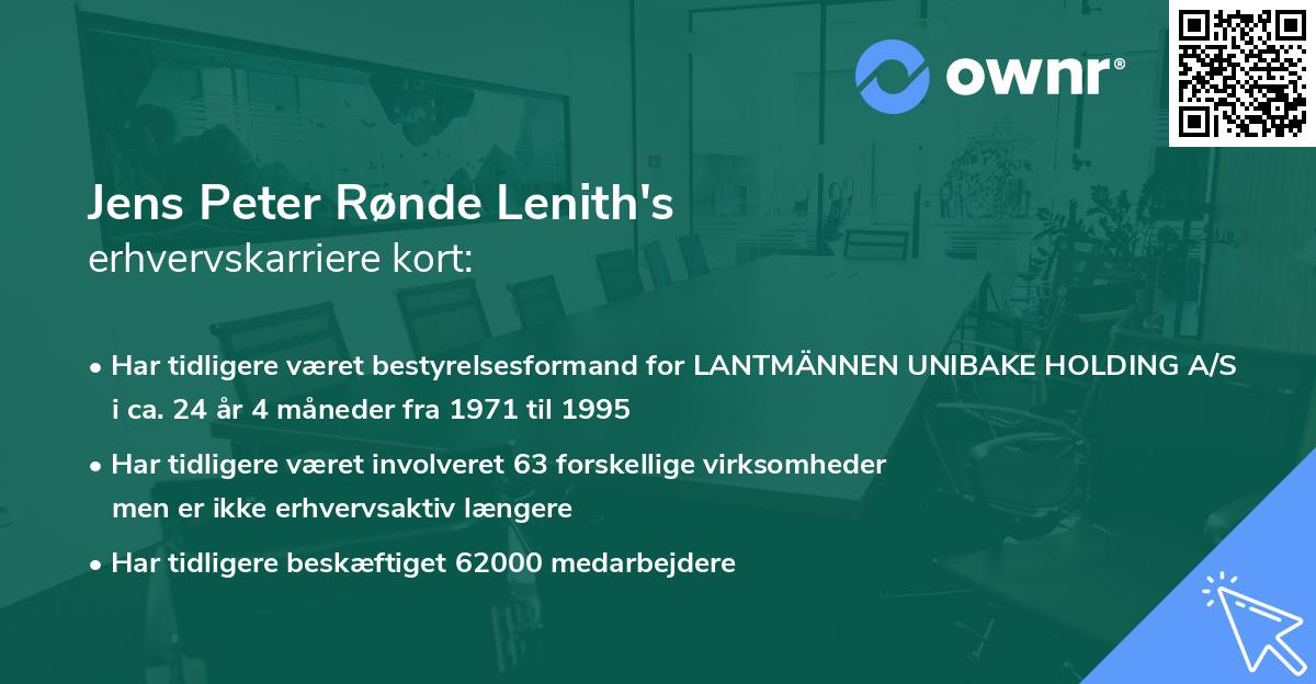 Jens Peter Rønde Lenith's erhvervskarriere kort
