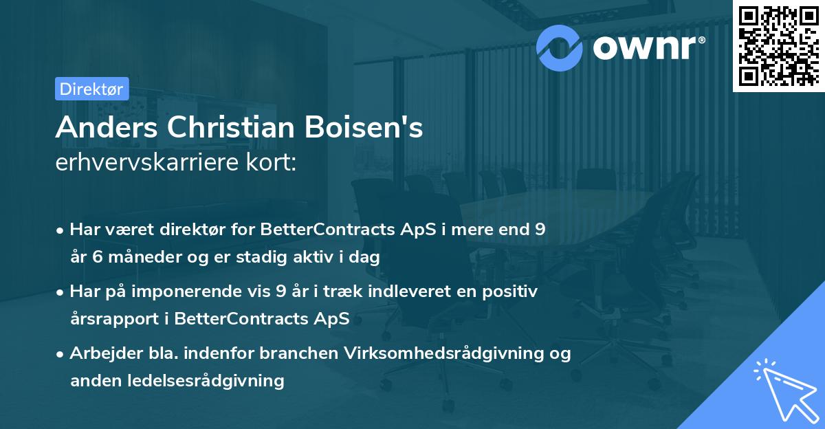 Anders Christian Boisen's erhvervskarriere kort