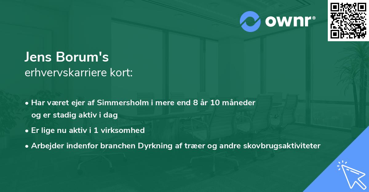 Jens Borum's erhvervskarriere kort