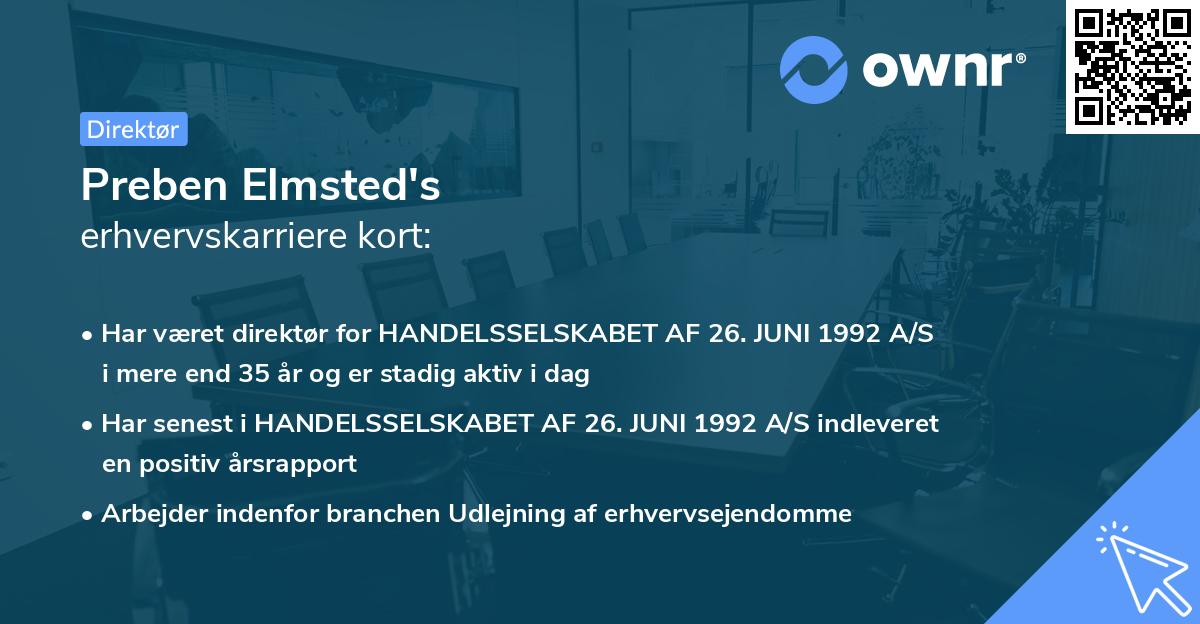 Preben Elmsted's erhvervskarriere kort