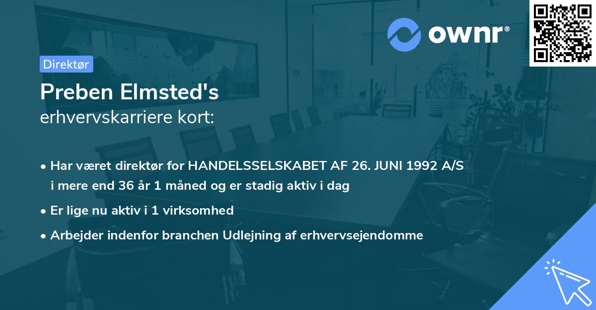 Preben Elmsted's erhvervskarriere kort