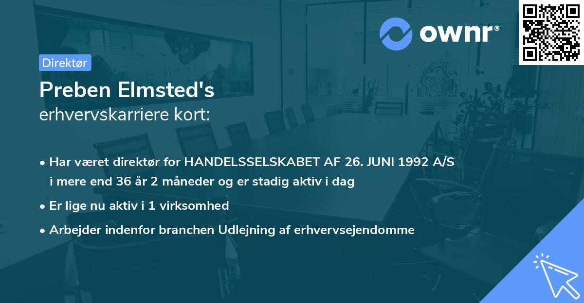 Preben Elmsted's erhvervskarriere kort