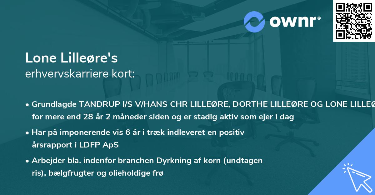Lone Lilleøre's erhvervskarriere kort