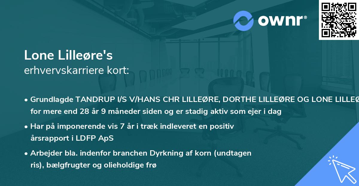 Lone Lilleøre's erhvervskarriere kort