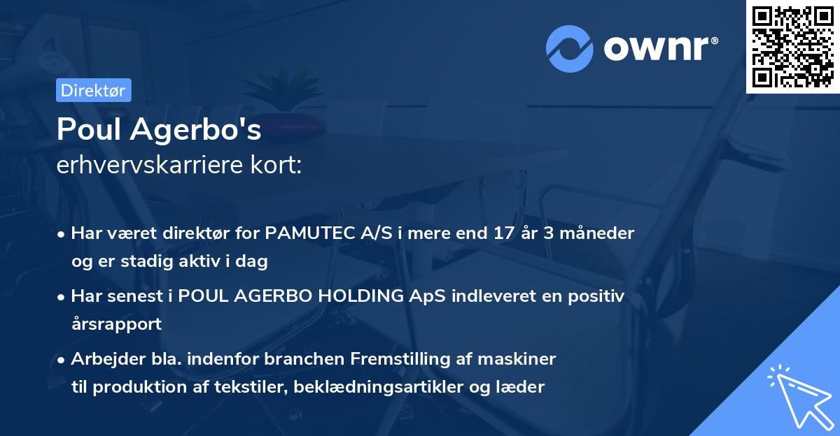 Poul Agerbo's erhvervskarriere kort