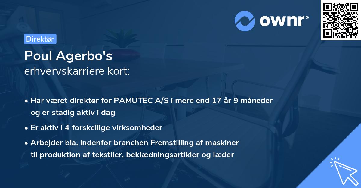 Poul Agerbo's erhvervskarriere kort