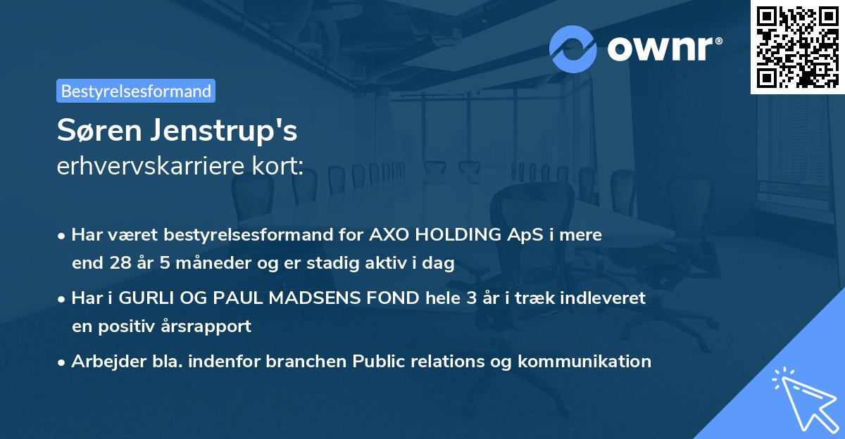 Søren Jenstrup's erhvervskarriere kort