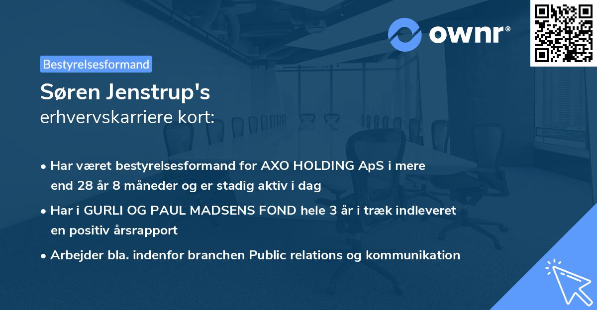 Søren Jenstrup's erhvervskarriere kort