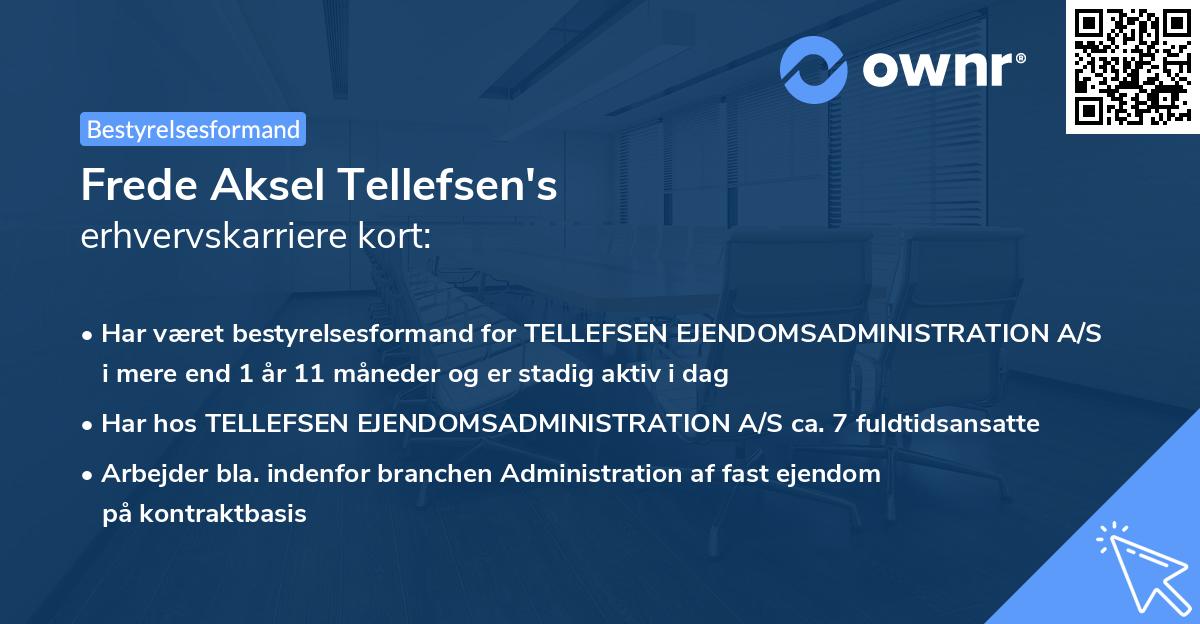Frede Aksel Tellefsen's erhvervskarriere kort