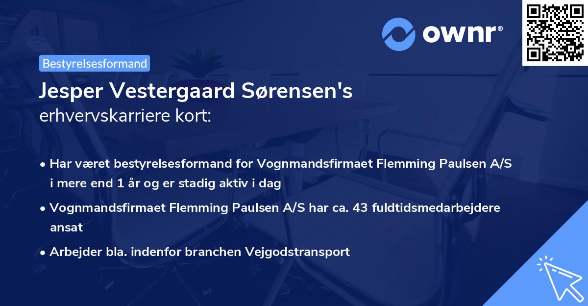 Jesper Vestergaard Sørensen's erhvervskarriere kort