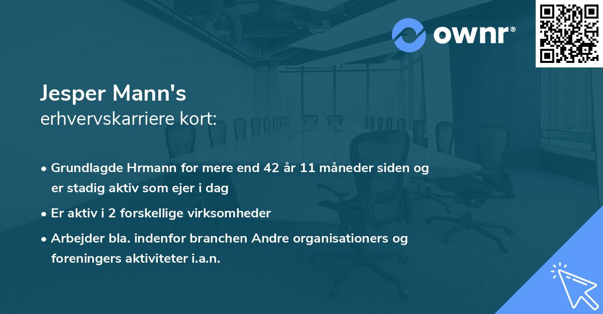Jesper Mann's erhvervskarriere kort