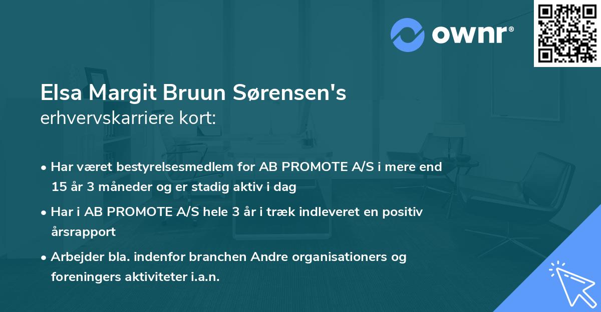 Elsa Margit Bruun Sørensen's erhvervskarriere kort