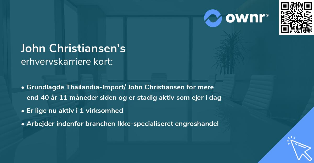 John Christiansen's erhvervskarriere kort