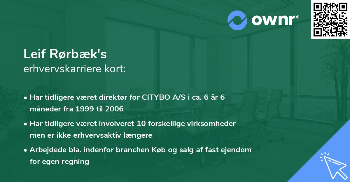 Leif Rørbæk's erhvervskarriere kort
