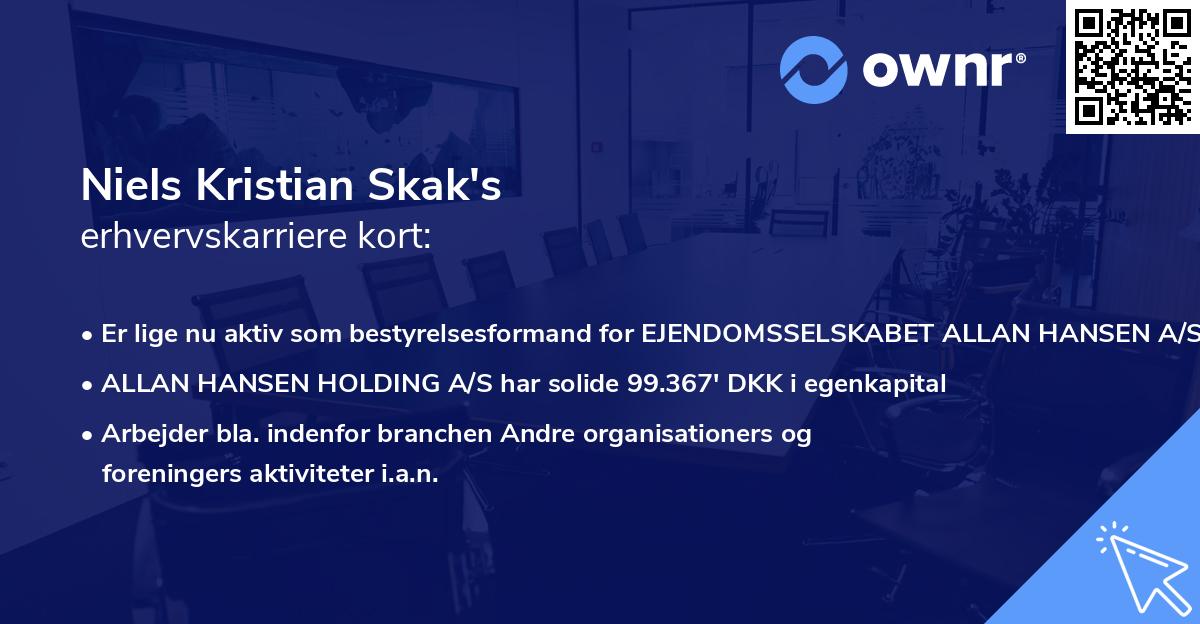 Niels Kristian Skak's erhvervskarriere kort